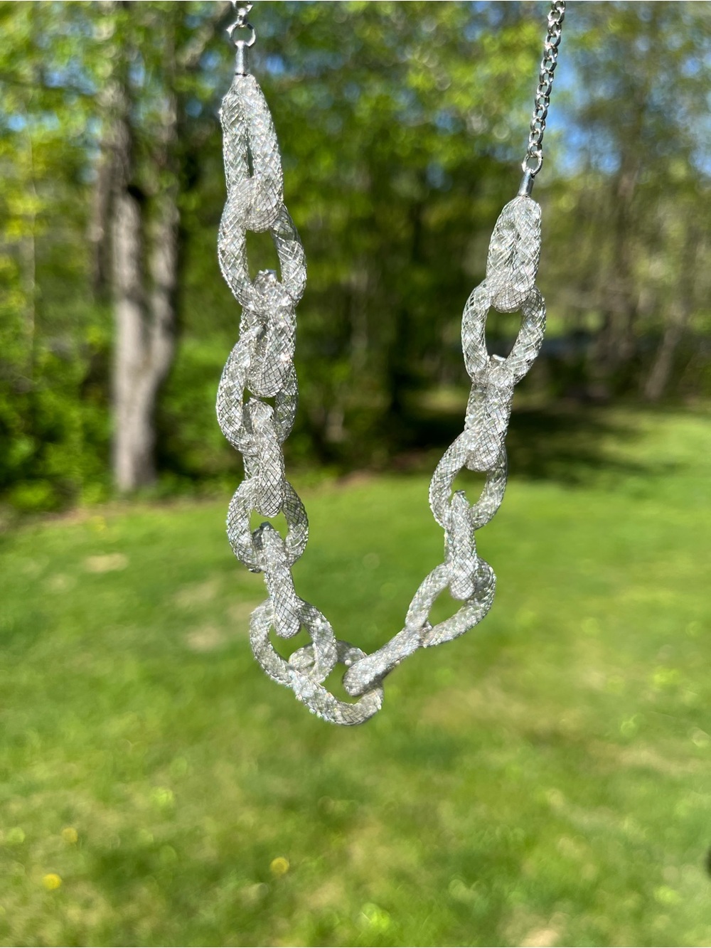 Silver-Tone Braided Link Statement Necklace - Women Jewelry